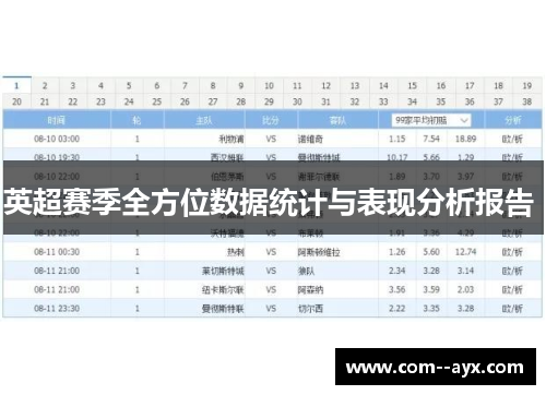 英超赛季全方位数据统计与表现分析报告 
